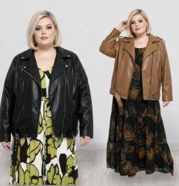 NEW COLLECTION oversized  eco leder jas met ritssluiting  stretch  /in meerdere kleuren