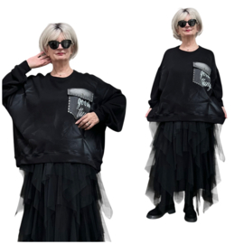 RE DESIGN oversized joggingstof top zwart/premium kwaliteit/stretch