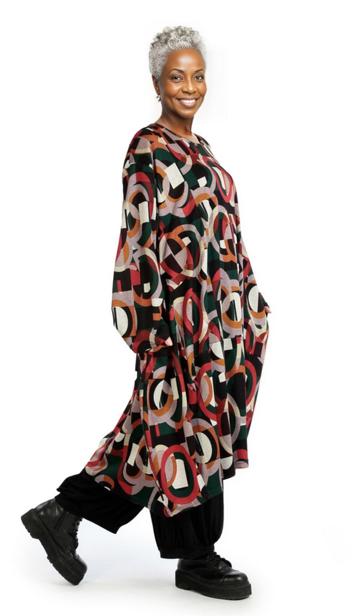 AKH viscose asymmetrisch oversized jersey A-lijn tuniek/top met zakken apart stretch