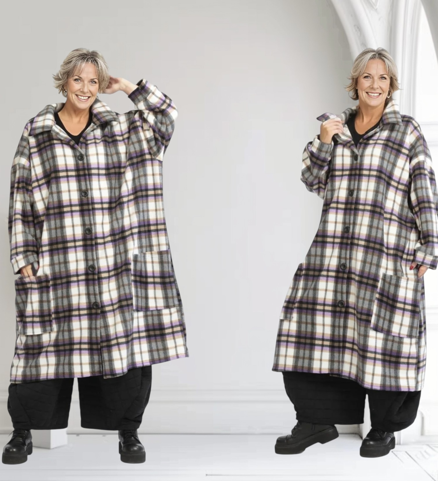 AKH oversized fleece winterjas/mantel stretch