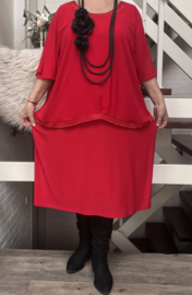 ITALIA MODA chiffon jurk + top met imitatie knoopsluiting achter/gevoerd