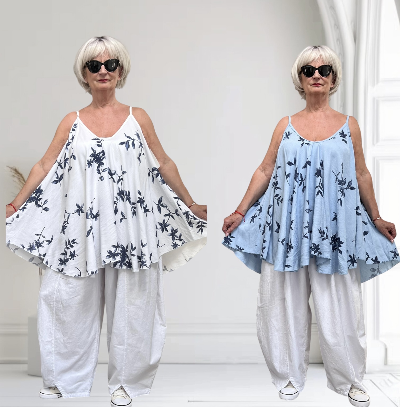 ITALIA oversized viscose A-lijn zomer top/in meerdere kleuren