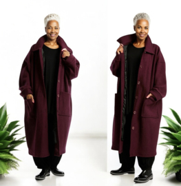 AKH oversized lange wollen winterjas/mantel  gevoerd