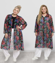 AKH oversized chique chiffon A-lijn  hemd/tuniek met ritssluiting  apart