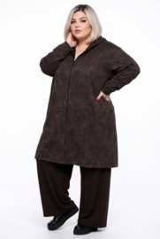 AKH oversized viscose jersey blazer met capuchon stretch/chocoladebruin