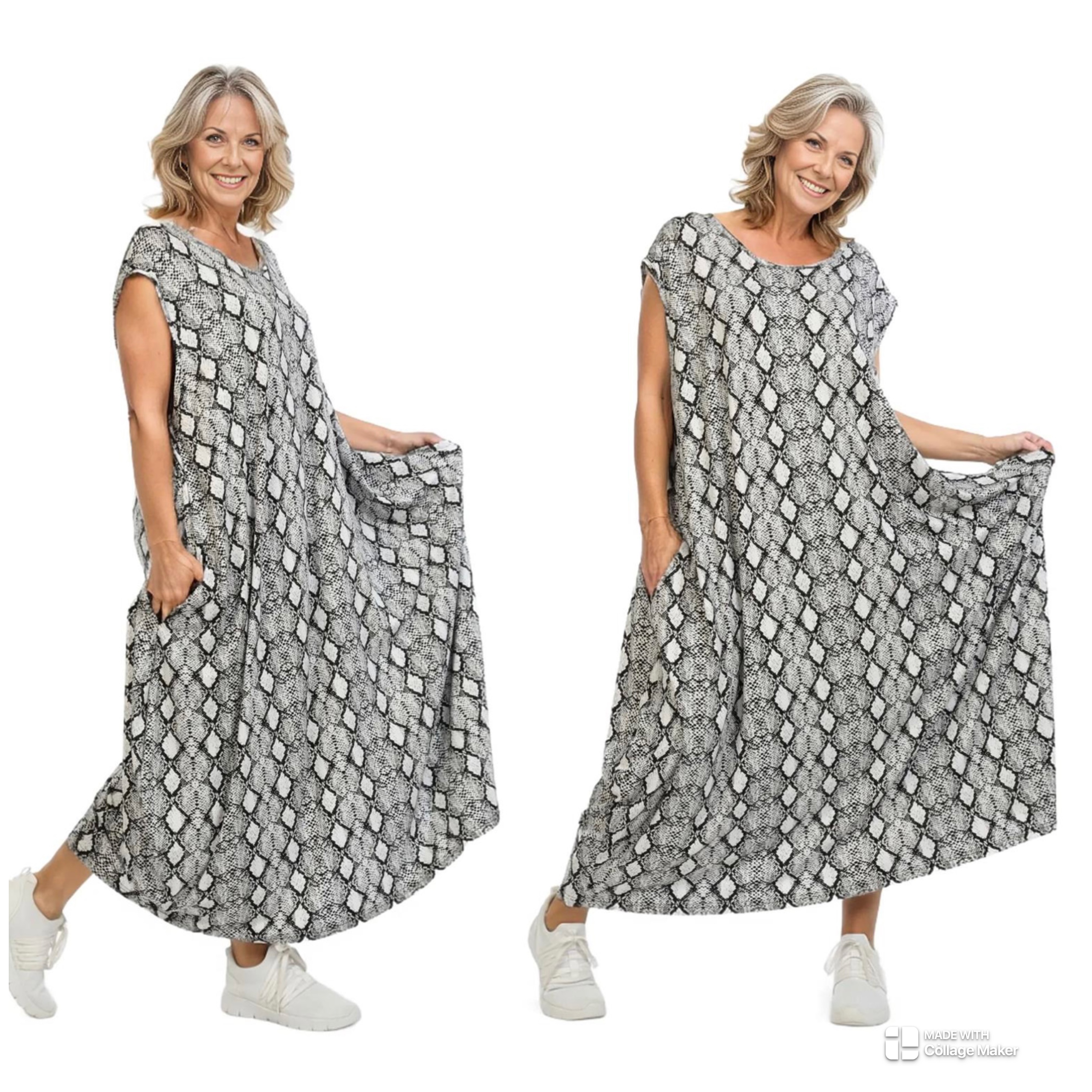 AKH oversized viscose A-lijn jurk /apart/stretch