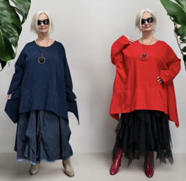 ITALIA MODA fijn corduroy katoen A-lijn tuniek met ketting /in meerdere kleuren