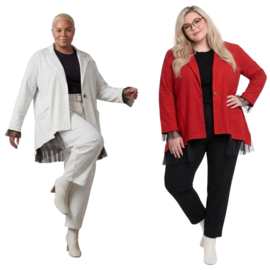 Funky Diva oversized katoen A-lijn blazer met inzet van tule stretch  /in meerdere kleuren