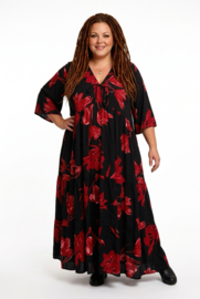 Vincenzo Allocca oversized viscose  BOHO A-lijn jurk apart/zwart