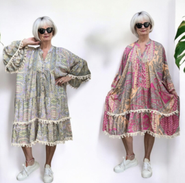 ITALIA MODA viscose/zijde BOHO A-lijn jurk /in meerdere kleuren