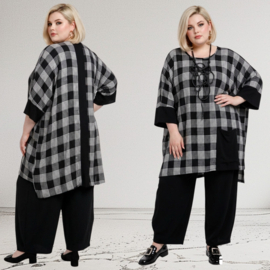 AKH viscose mix tuniek met een zak /apart/ zwart/grijs