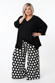 ITALY Mode jersey viscose  wijde broek apart /zeer rekbaar/zwart/wit