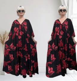 Vincenzo Allocca oversized viscose  BOHO A-lijn jurk apart/zwart