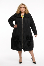 Moonshine oversized A-lijn tussenjas waterbestendig zwart