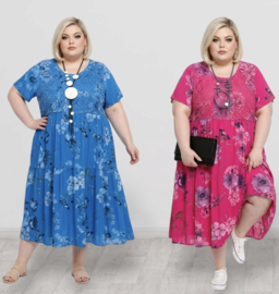 ITALIA MODA viscose/katoen A-lijn jurk met KANT/in meerdere kleuren