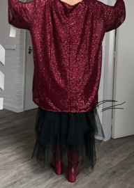 ITALIA MODA oversized tuniek met inzet van pailletten/glitter stof gevoerd /stretch  /in meerdere kleuren