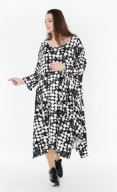 AKH oversized viscose A-lijn jurk / apart /stretch /zwart/wit