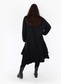 AKH oversized viscose A-lijn jurk stretch/zwart