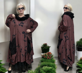 dYb viscose  A-lijn jurk met capuchon stretch