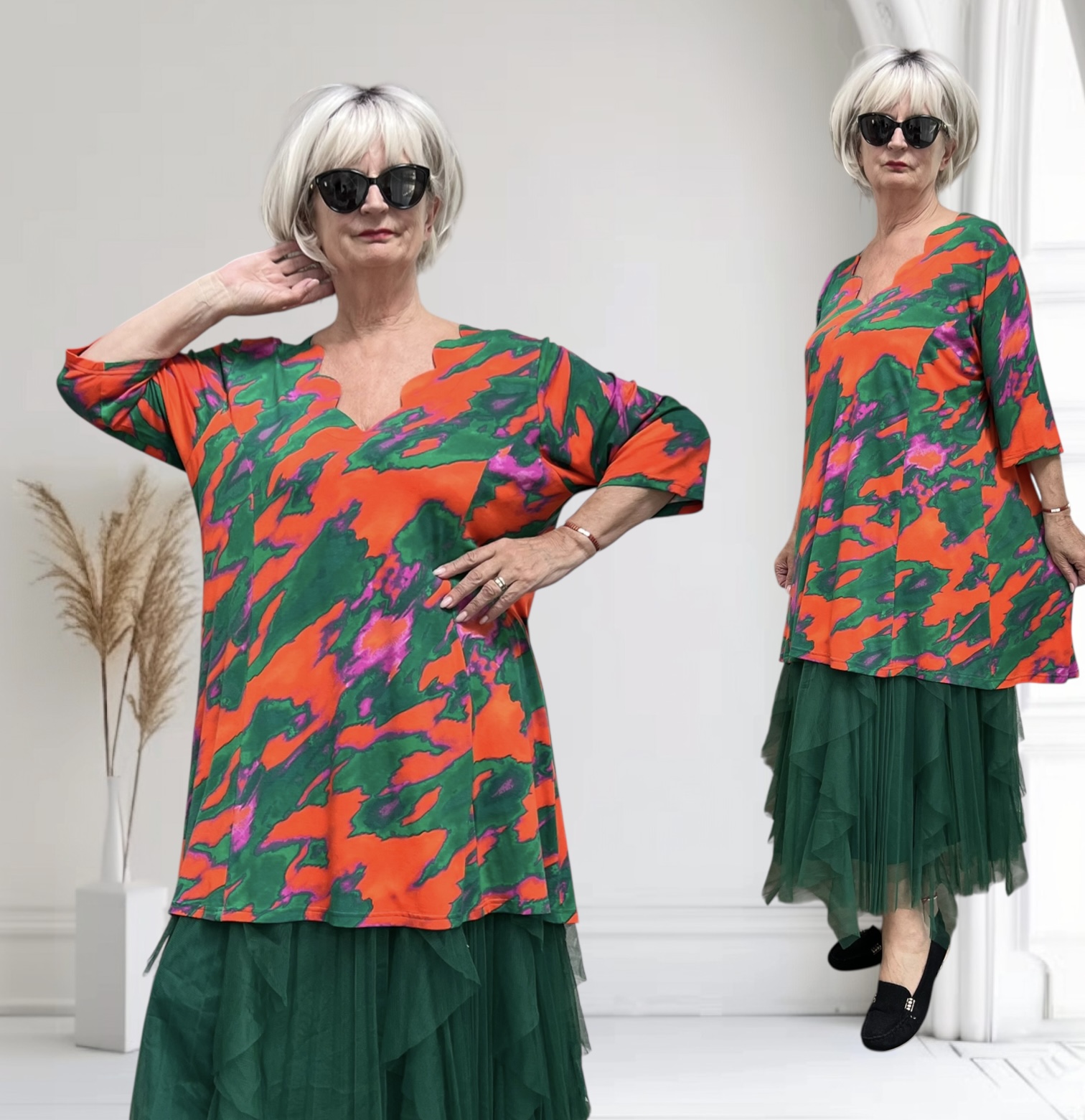 Ophilia viscose A-lijn tuniek  stretch