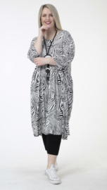 AKH oversized viscose A-lijn jurk met zakken apart  zwart/wit/stretch