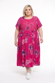 ITALIA MODA viscose/katoen A-lijn jurk met KANT/ /in meerdere kleuren