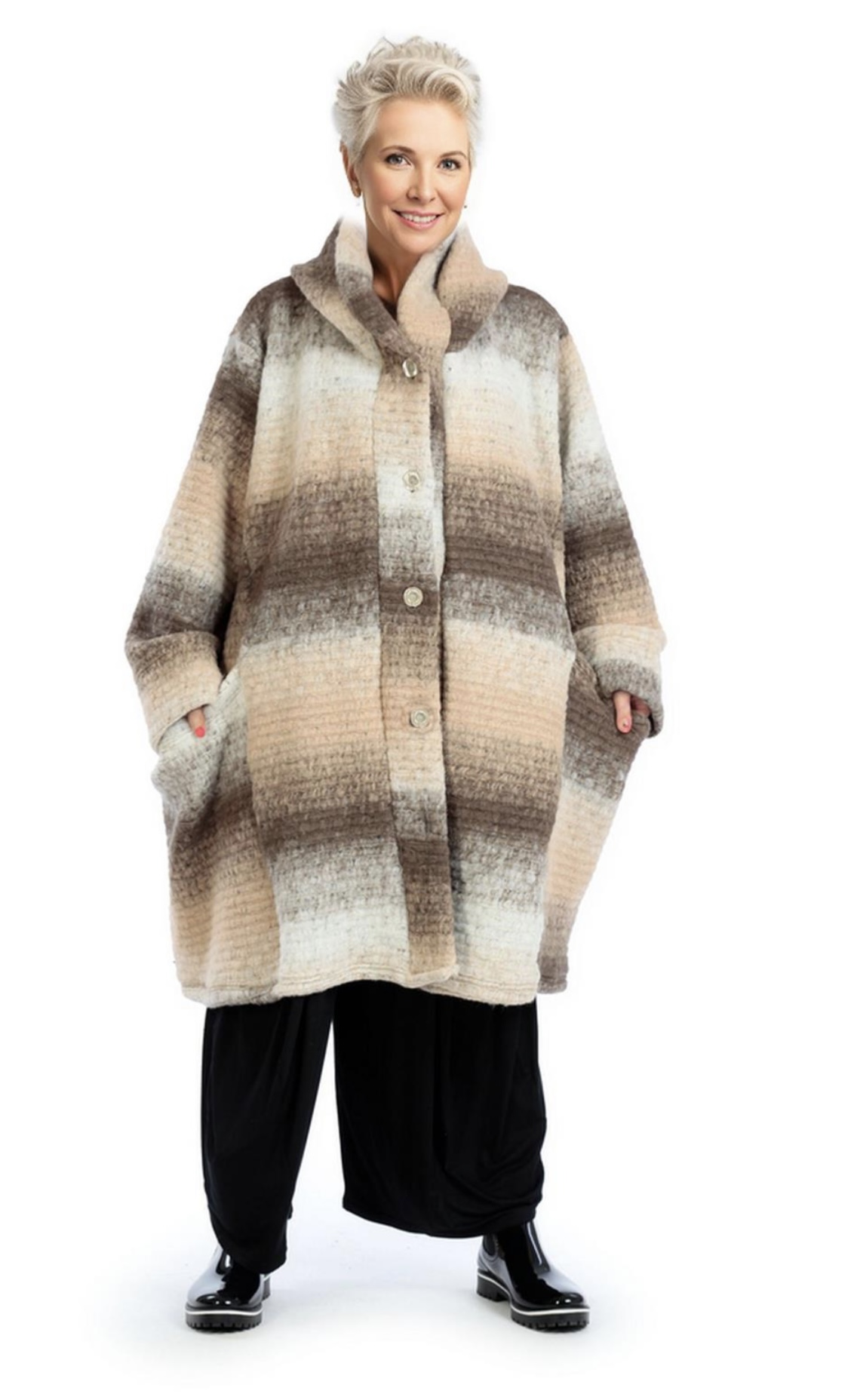 AKH oversized wollen winterjas/mantel  gevoerd