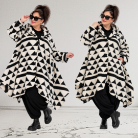 AKH oversized wollen A-lijn winterjas/mantel  gevoerd
