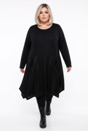 AKH oversized viscose soepele slinky-kwaliteit A-lijn jurk apart/ zwart