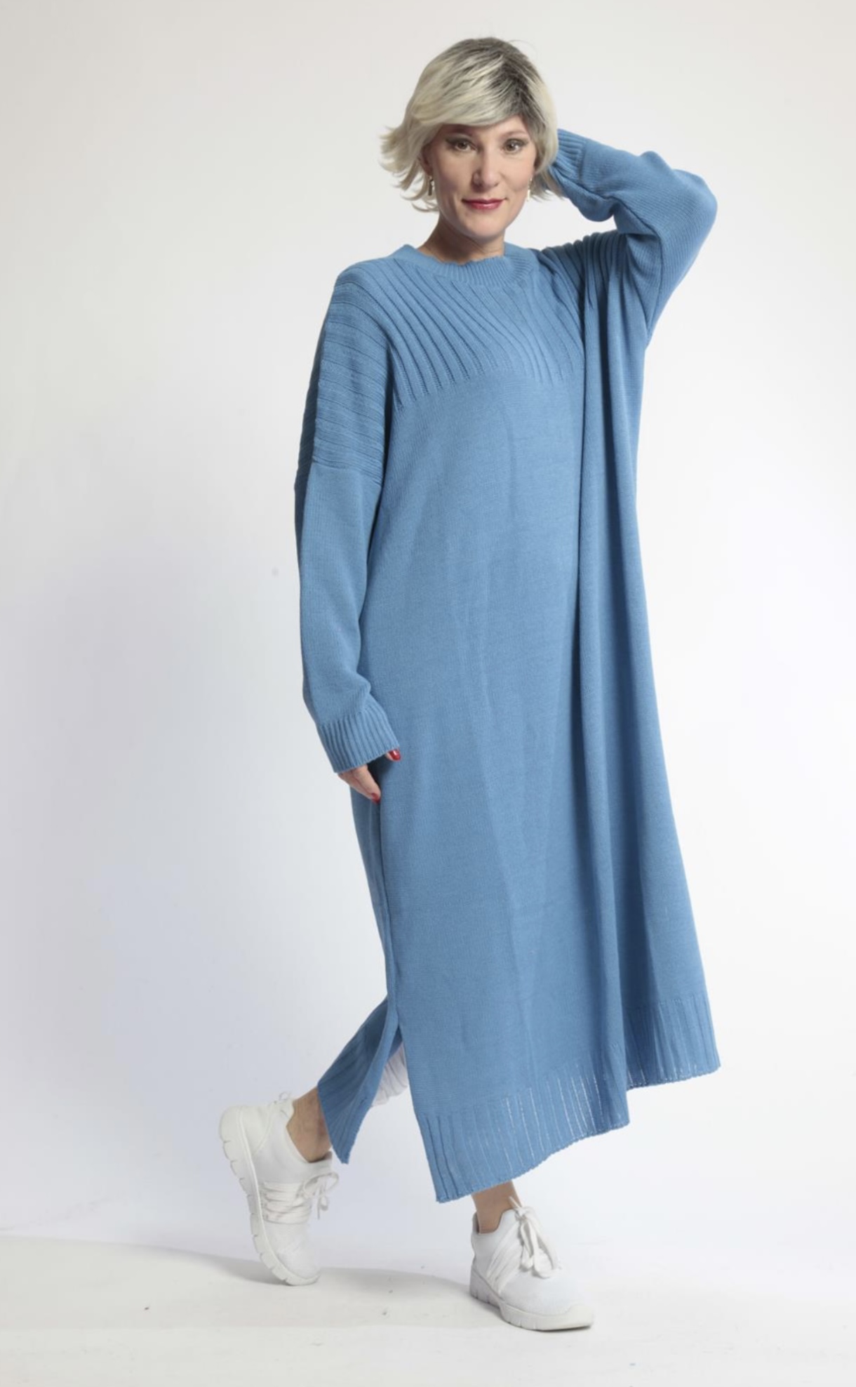 AKH gebreide oversized tuniek/jurk  apart stretch