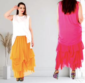 AKH oversized viscose tule rok met verstelbare plooien/in meerdere kleuren
