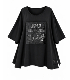 Vincenzo Allocca oversized katoen A-lijn top met applicatie/apart/stretch zwart
