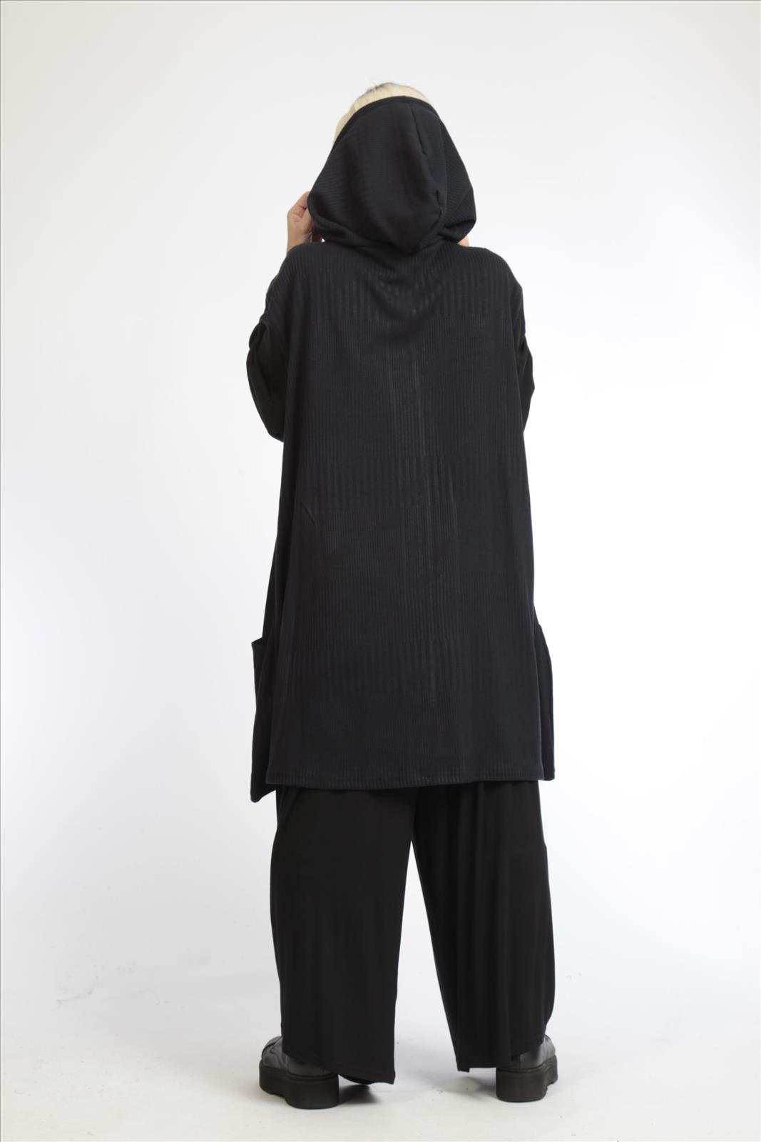 AKH viscose  A-lijn blazer met zakken stretch zwart