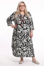 AKH oversized viscose ballon jurk zwart/wit