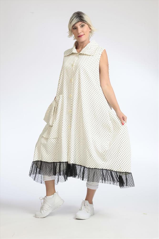 AKH viscose A-lijn jurk apart stretch/zwart/wit