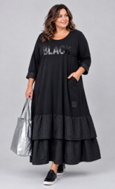 Vincenzo Allocca oversized katoen A-lijn  jurk met inzet van taft /stretch  zwart