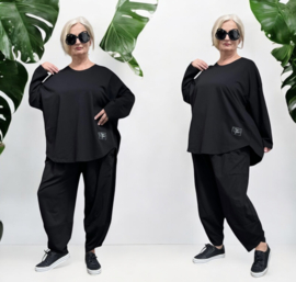 SASHA Noa jersey oversized katoen vrijetijdspak(top + broek) apart stretch zwart