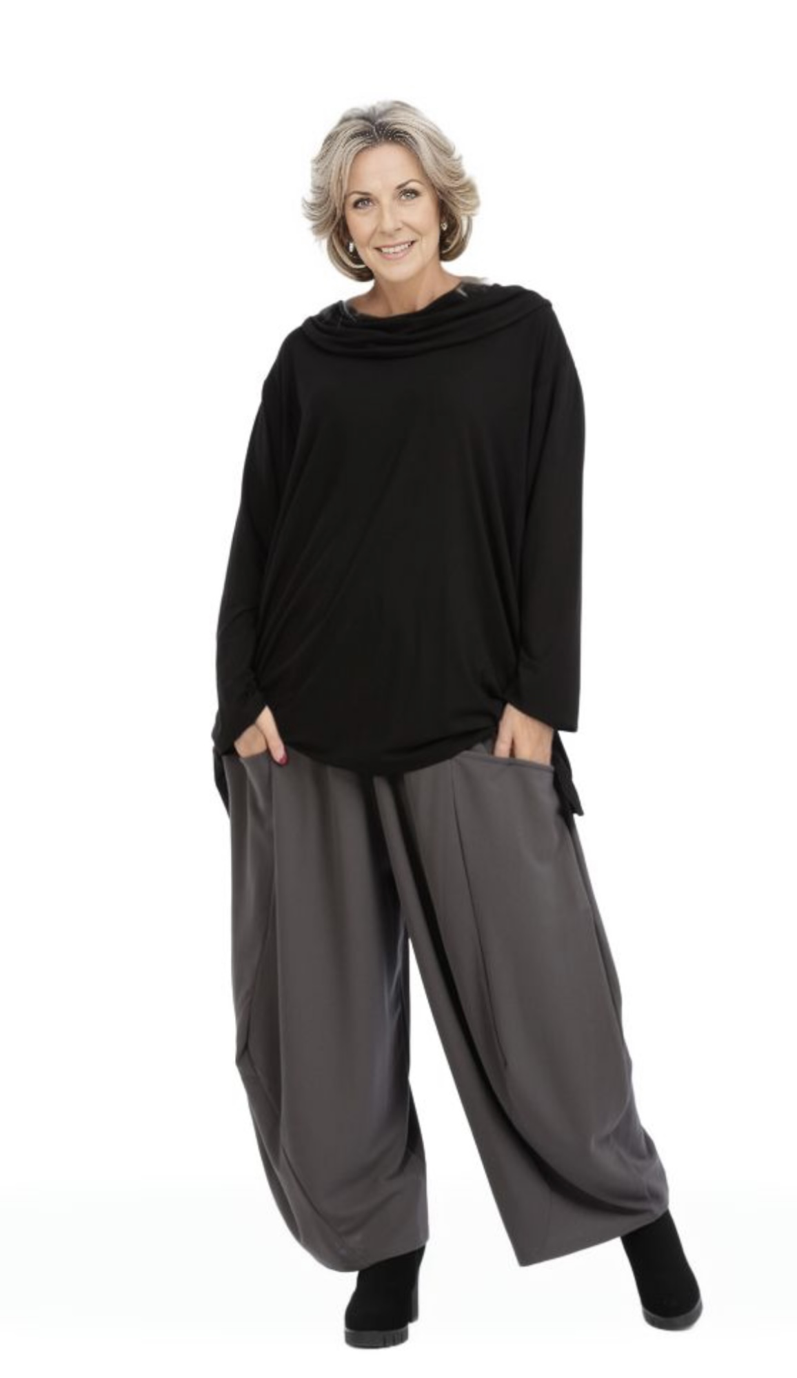 AKH oversized viscose jerseyA-lijn tuniek apart stretch zwart