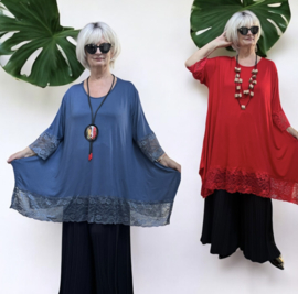 Moonshine jersey viscose A-lijn tuniek met KANT  stretch/in meerdere kleuren