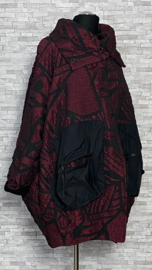 Zedd Plus oversized ballon blazer/jas  gevoerd /zwart/wijnrood