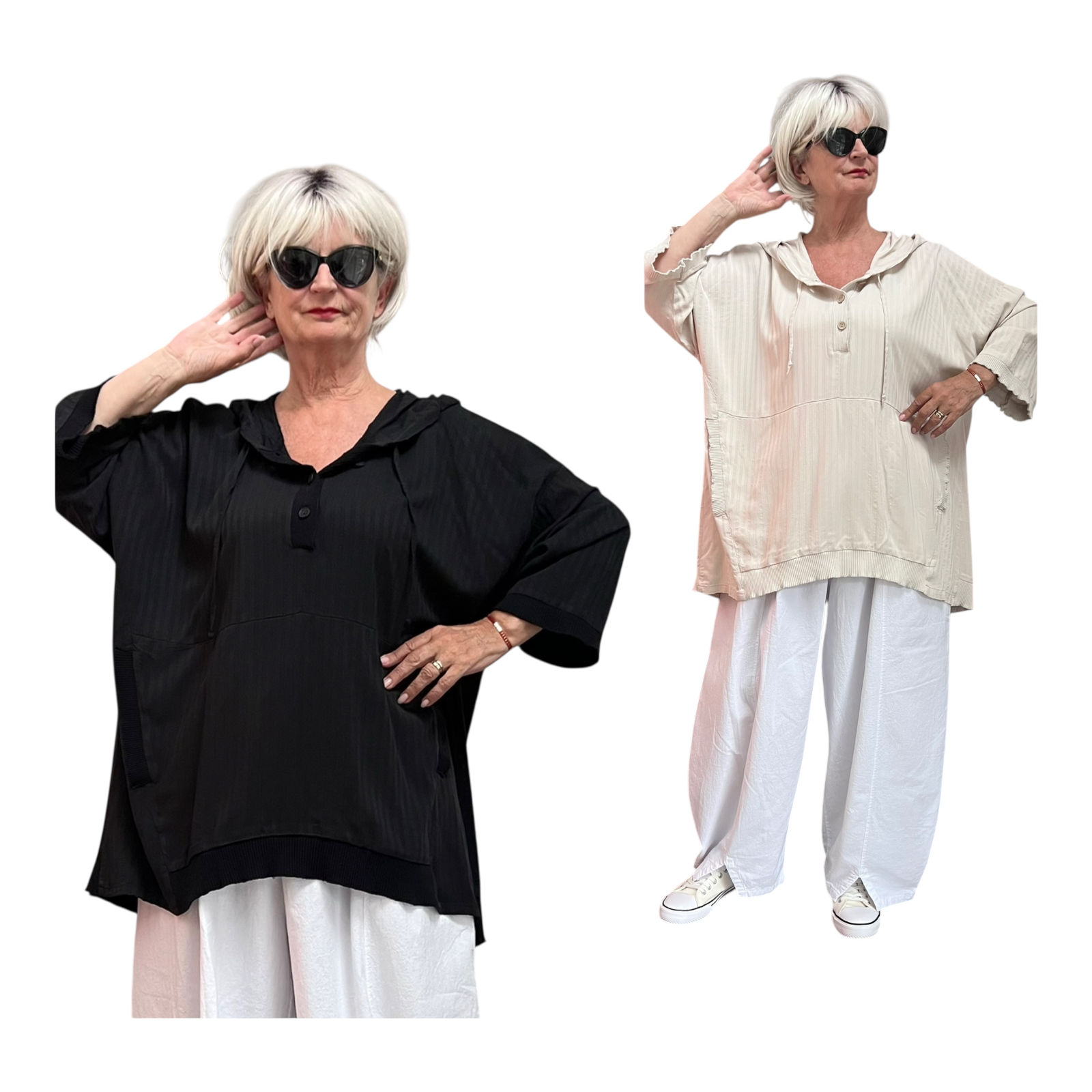 KEKOO design viscose top/tuniek met capuchon/ in meerdere kleuren