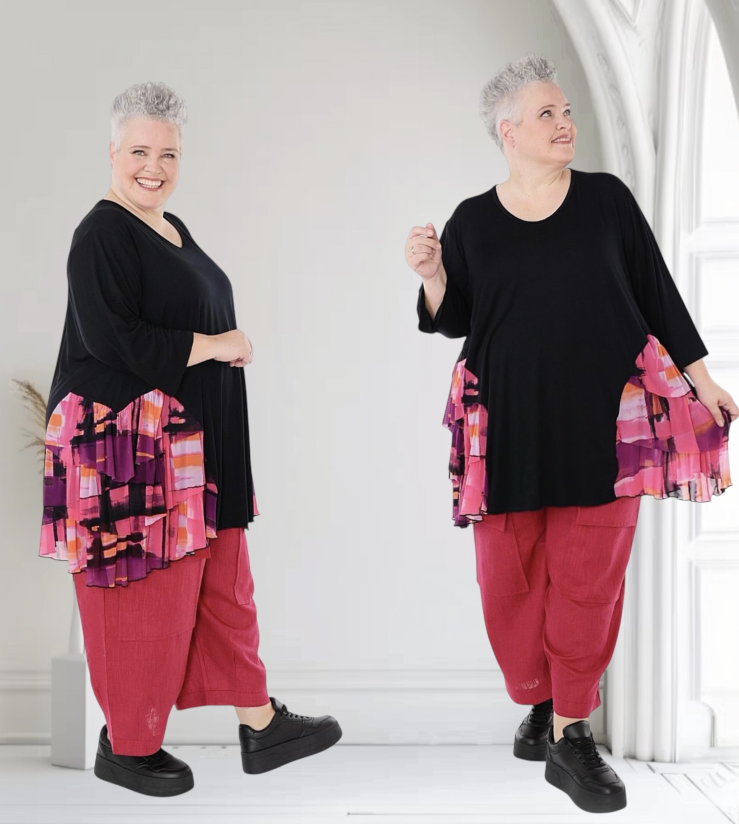 AKH oversized viscose A-lijn tuniek /apart/stretch