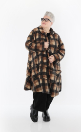 AKH oversized A-lijn  winterjas van knuffelzachte teddykwaliteit/gevoerd /stretch