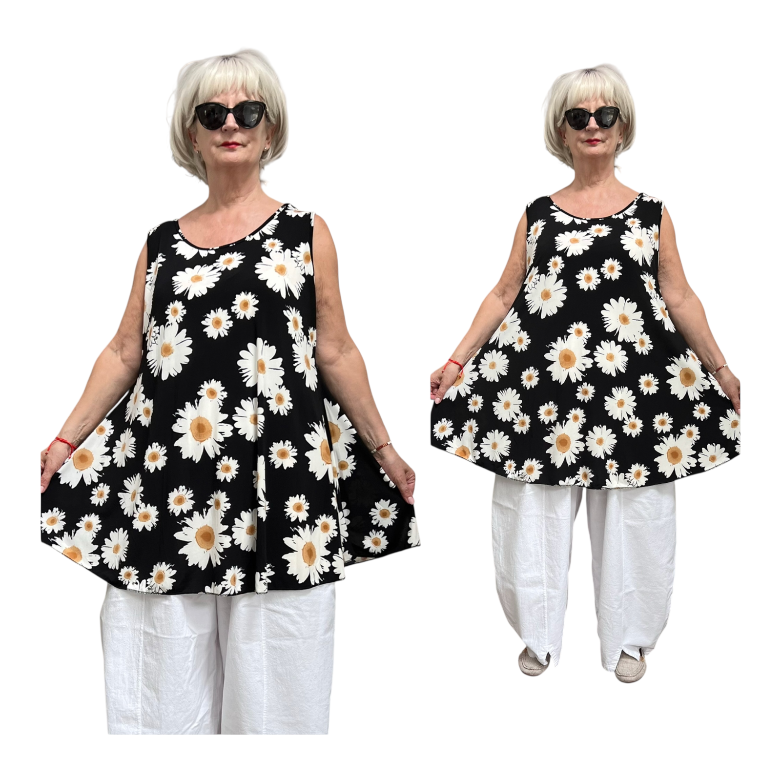 ITALIA MODA  viscose  A-lijn tuniek stretch zwart/wit