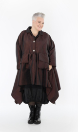 AKH oversized taft tussenjas apart chocoladebruin /gevoerd 