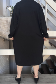 LA VELINA oversized katoen jersey jurk  stretch/ zwart