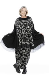AKH oversized viscose A-lijn tuniek  apart zwart/grijs stretch