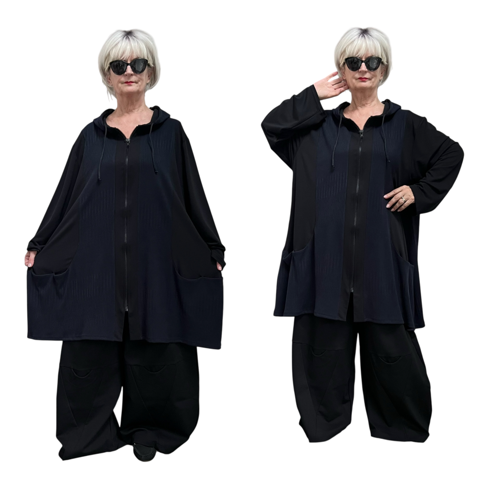 AKH viscose  A-lijn blazer met zakken stretch zwart