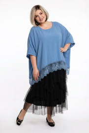 ITALIA MODA  viscose tuniek/poncho met kant en ketting /stretch/meerdere kleuren