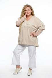 ITALIA oversized katoen top met kanten mouwen stretch /in meerdere kleuren